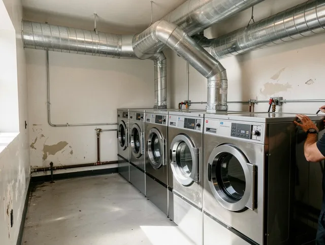 Margate Dryer Vent Cleaning team performing large-scale commercial dryer vent cleaning in Margate